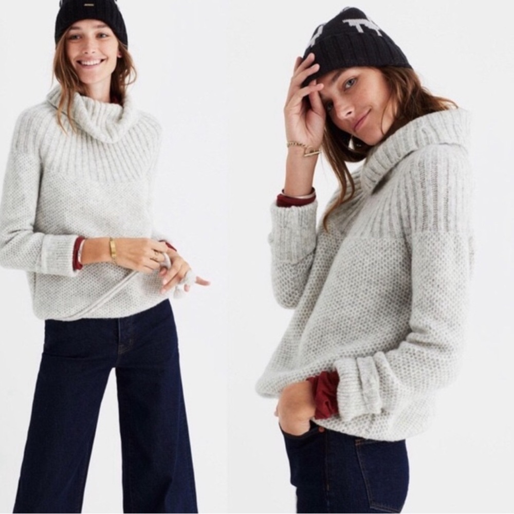 Madewell Snowbound Turtleneck Sweater Drawstring Pullover Women M Mohair Wool